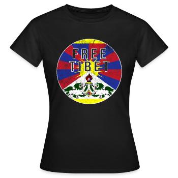 Manifestation contre l'oppression au Tibet et en Chine - T-shirt Femme - noir - Devant - AI Model Female 172 dark (172cm)