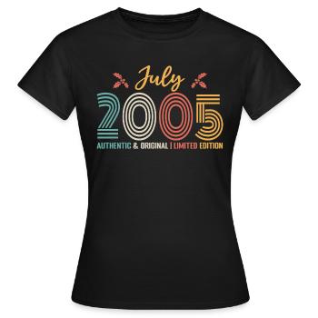 July 2005 Birthday July 2005 July - Women's T-Shirt - black - Front - AI Model Female 172 dark (172cm)
