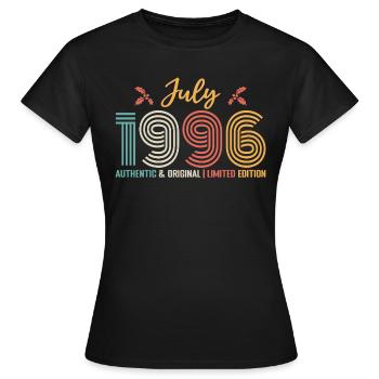 July 1996 Birthday July 1996 July - Women's T-Shirt - black - Front - AI Model Female 172 dark (172cm)