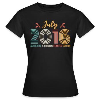 July 2016 birthday July 2016 July - Women's T-Shirt - black - Front - AI Model Female 172 dark (172cm)