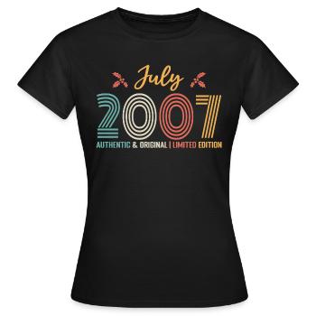 July 2007 birthday July 2007 July - Women's T-Shirt - black - Front - AI Model Female 172 dark (172cm)