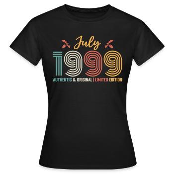 July 1999 Birthday July 1999 July - Women's T-Shirt - black - Front - AI Model Female 172 dark (172cm)