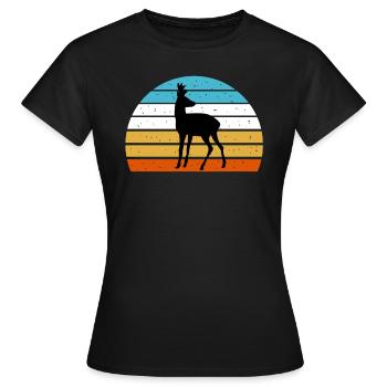 Chevreuil chevreuil dans la forêt de chasse au coucher du soleil - T-shirt Femme - noir - Devant - AI Model Female 172 dark (172cm)