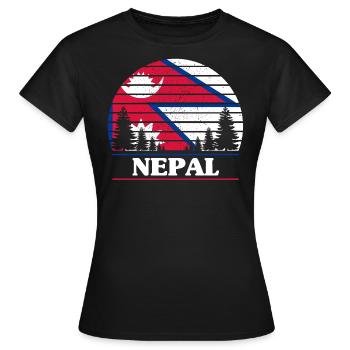 Nepal - Frauen T-Shirt - Schwarz - Vorne - AI Model Female 172 dark (172cm)