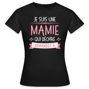 Mamie Qui déchire demandez à personnalisé - T-shirt Femme - noir - Devant - AI Model Female 172 dark (172cm)