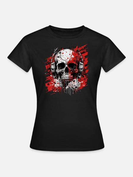 Zombie skull Disc Jockey - Frauen T-Shirt - Schwarz