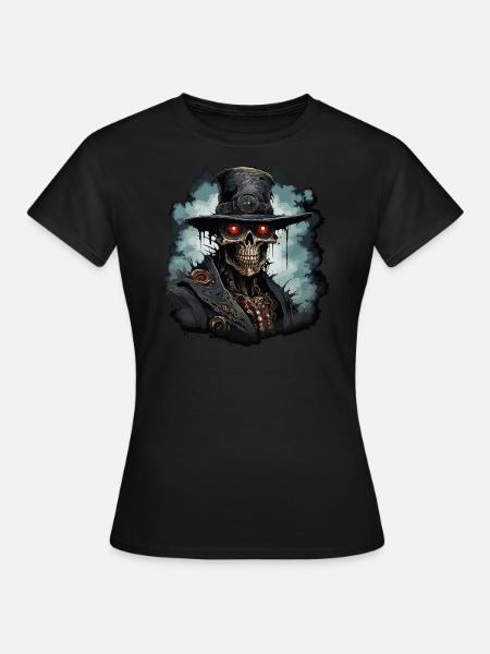 Steampunk Zombie Cowboy - Frauen T-Shirt - Schwarz