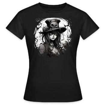 Emo Horrorpunk Fille - T-shirt Femme - noir - Devant - AI Model Female 172 dark (172cm)