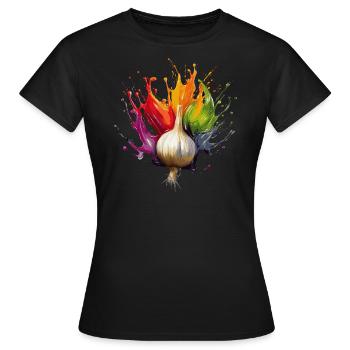 Knoblauch - Frauen T-Shirt - Schwarz - Vorne - AI Model Female 172 dark (172cm)