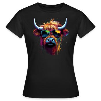 Bœuf écossais écossais frais - T-shirt Femme - noir - Devant - AI Model Female 172 dark (172cm)