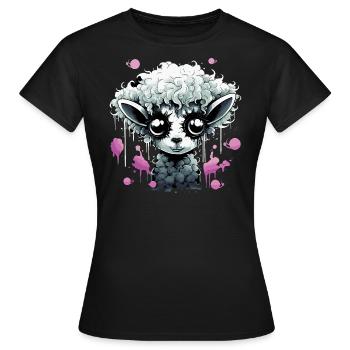 Lustiges Grufti Schaf - Frauen T-Shirt - Schwarz - Vorne - AI Model Female 172 dark (172cm)