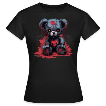 Ours en peluche mignon et effrayant - T-shirt Femme - noir - Devant - AI Model Female 172 dark (172cm)