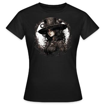 Emo Cowboy Steampunk Fille - T-shirt Femme - noir - Devant - AI Model Female 172 dark (172cm)