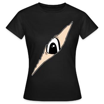 Les yeux regardent à travers une fissure - tissu déchiré - T-shirt Femme - noir - Devant - AI Model Female 172 dark (172cm)