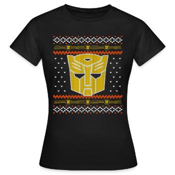 Transformers G1 Bumblebee Mask Ugly Christmas - Women's T-Shirt - black - Front - AI Model Female 172 dark (172cm)