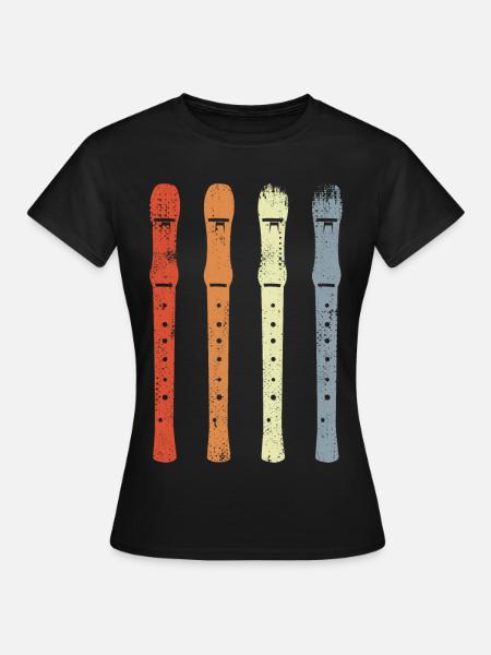 Vintage Flöte Skizze - Frauen T-Shirt - Schwarz