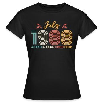 July 1988 birthday July 1988 July - Women's T-Shirt - black - Front - AI Model Female 172 dark (172cm)