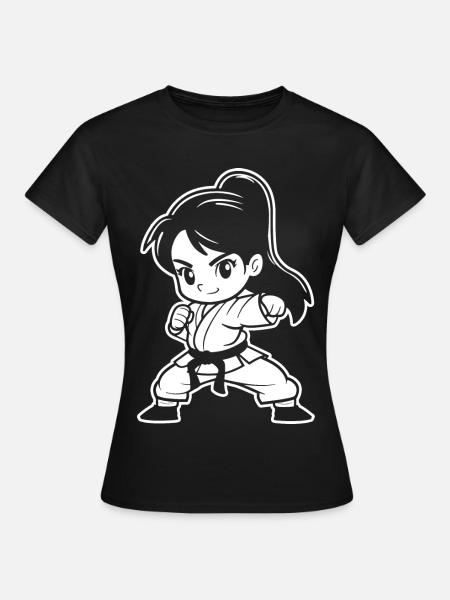 Kleines Karate Mädchen Comic - Frauen T-Shirt - Schwarz