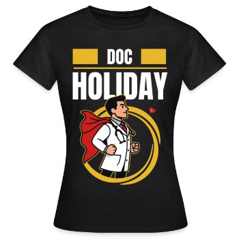 Doc Holiday – Arzt im Arbeitszeitbetrug Stil - Frauen T-Shirt - Schwarz - Vorne - AI Model Female 172 dark (172cm)