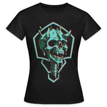 Neon Totenschädel im Sechseck - Frauen T-Shirt - Schwarz - Vorne - AI Model Female 172 dark (172cm)