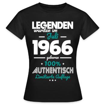 60. Geburtstag - Legenden wurden im Juli 1966 - Frauen T-Shirt - Schwarz - Vorne - AI Model Female 172 dark (172cm)