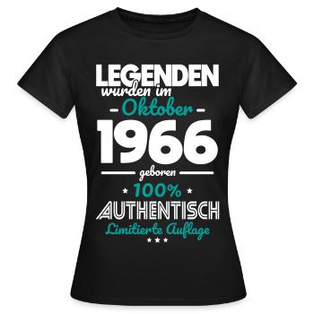 60. Geburtstag - Legenden wurden im Oktober 1966 - Frauen T-Shirt - Schwarz - Vorne - AI Model Female 172 dark (172cm)