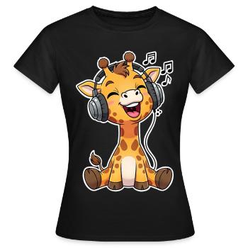 Giraffe Musik Hören Singen - Frauen T-Shirt - Schwarz - Vorne - AI Model Female 172 dark (172cm)