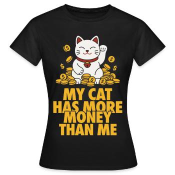 Mon chat a plus d’argent que moi - T-shirt Femme - noir - Devant - AI Model Female 172 dark (172cm)