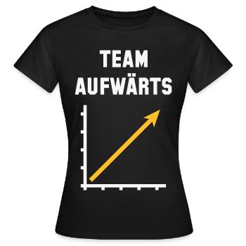 Team Aufwärts (Erfolg / Fortschritt / NEG Gold 2C) - Frauen T-Shirt - Schwarz - Vorne - AI Model Female 172 dark (172cm)