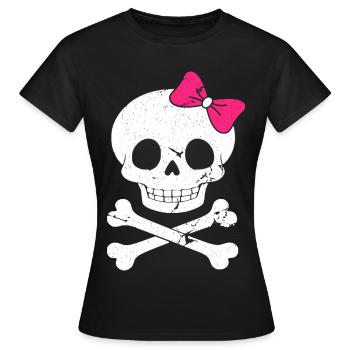 Joli crâne avec un nœud rose - T-shirt Femme - noir - Devant - AI Model Female 172 dark (172cm)