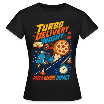 Turbo Pizza Delivery at Night - Women's T-Shirt - black - Front - AI Model Female 172 dark (172cm)
