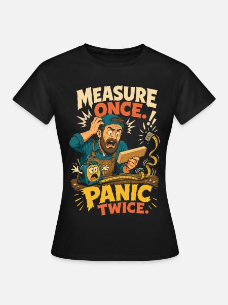 Measure Once, Panic Twice – Heimwerker - Frauen T-Shirt - Schwarz