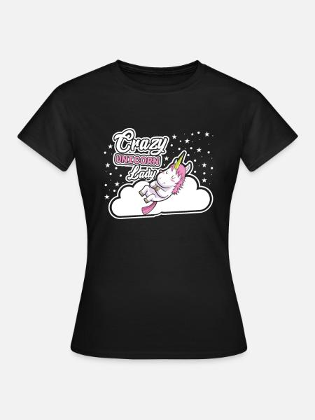 Verrückte Einhorn Dame Schlafendes Einhorn - Frauen T-Shirt - Schwarz