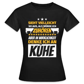 Cadeaux d'amoureux de la vache en disant drôle - T-shirt Femme - noir - Devant - AI Model Female 172 dark (172cm)