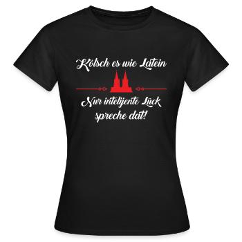 Koeln Koelsch es wie Latein - Frauen T-Shirt - Schwarz - Vorne - AI Model Female 172 dark (172cm)