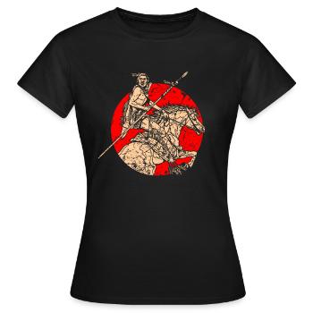 Indianer Amerikanischer Ureinwohner Pferd - Frauen T-Shirt - Schwarz - Vorne - AI Model Female 172 dark (172cm)