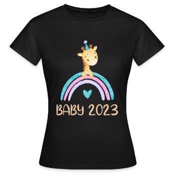Bébé 2023 Girafe mignonne - T-shirt Femme - noir - Devant - AI Model Female 172 dark (172cm)