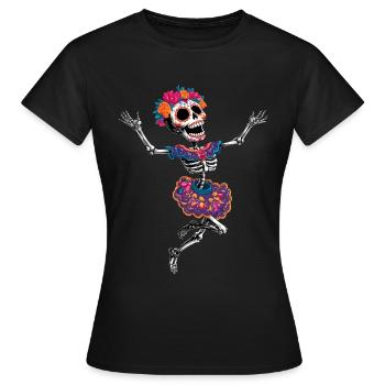 tanzendes happy crazy Skelett la Catrina :) - Frauen T-Shirt - Schwarz - Vorne - AI Model Female 172 dark (172cm)