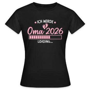 Schwangerschaft verkünden 2026 Ich werde Oma - Frauen T-Shirt - Schwarz - Vorne - AI Model Female 172 dark (172cm)