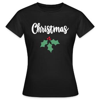 Christmas Holly - Women's T-Shirt - black - Front - AI Model Female 172 dark (172cm)