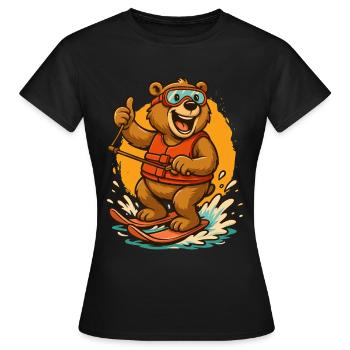Wasserski-Bär mit guter Laune - Frauen T-Shirt - Schwarz - Vorne - AI Model Female 172 dark (172cm)