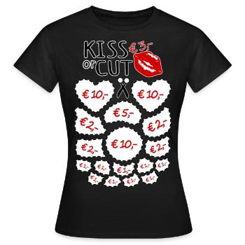 JGA Junggesellenabschied Kiss or cut ausschneiden - Frauen T-Shirt - Schwarz - Vorne - AI Model Female 172 dark (172cm)