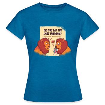 Lion and last unicorn. - Women's T-Shirt - antique blue sapphire heather - Front - AI Model Female 172 dark (172cm)