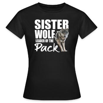 sister wolf - leader of the pack - Women's T-Shirt - black - Front - AI Model Female 172 dark (172cm)