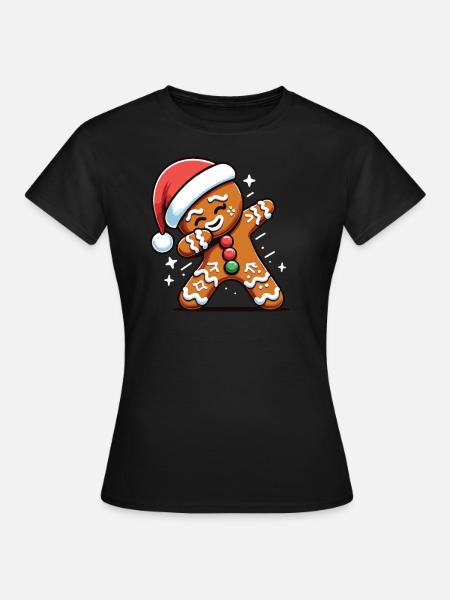 Dabbing Weihnachts Lebkuchen Dab Weihnachten - Dame-T-shirt - sort