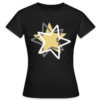 Christmas stars silver gray gold yellow and white - Women's T-Shirt - black - Front - AI Model Female 172 dark (172cm)