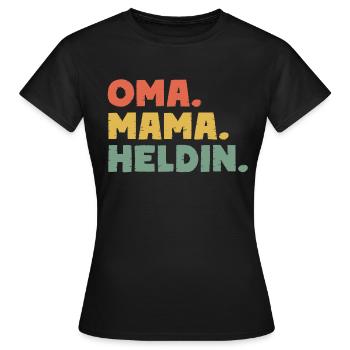 Oma Mama Heldin Retro - Frauen T-Shirt - Schwarz - Vorne - AI Model Female 172 dark (172cm)