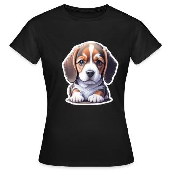 Adorable-mignon chiot beagle - T-shirt Femme - noir - Devant - AI Model Female 172 dark (172cm)