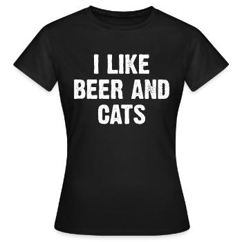 J’aime la bière et les chats - T-shirt Femme - noir - Devant - AI Model Female 172 dark (172cm)