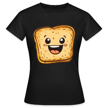Pain grillé rieur - T-shirt Femme - noir - Devant - AI Model Female 172 dark (172cm)